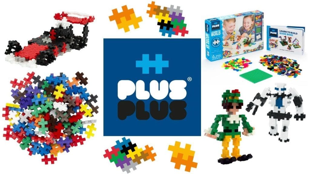 The Plus Plus logo and some of their products