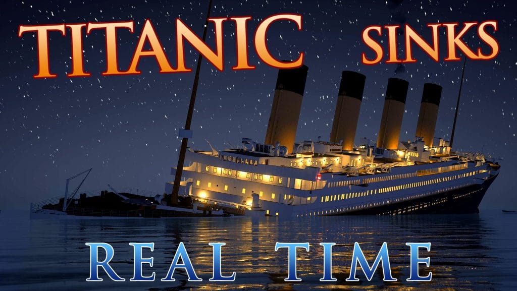 Titanic partially sinking in the Atlantic Ocean