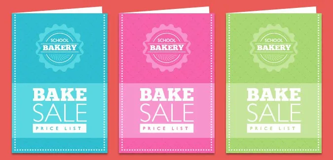 School bake sale cards for displaying prices