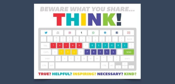 Social media poster reminding you to beware what you share