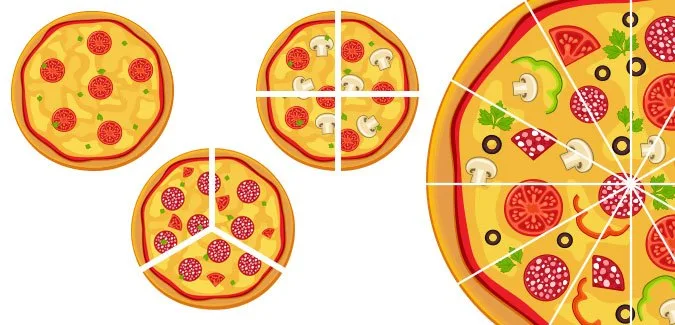 Learning fractions with pizza slices
