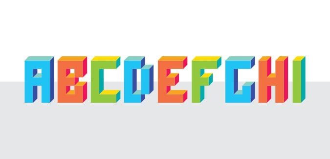 3D block alphabet