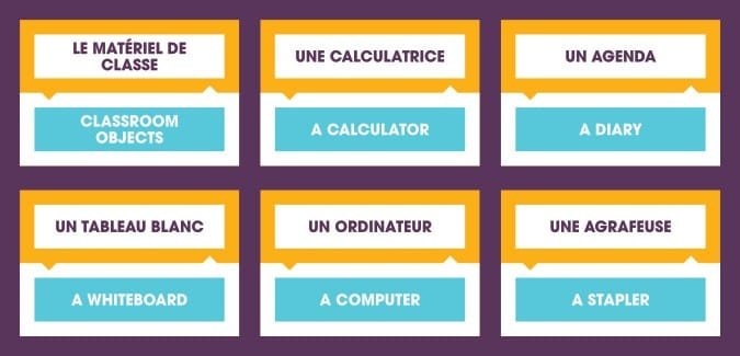Learn French: Classroom Objects