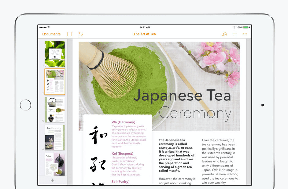 apple pages ios app ipad
