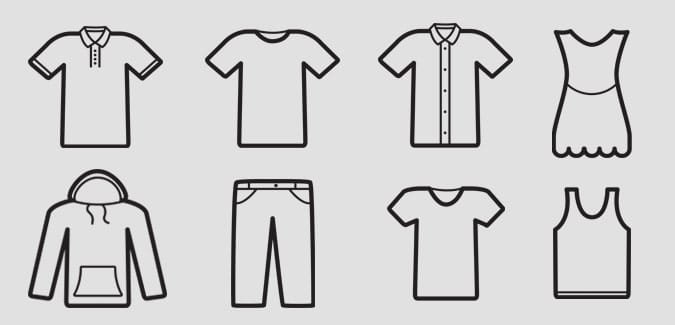 Blank templates for various clothing