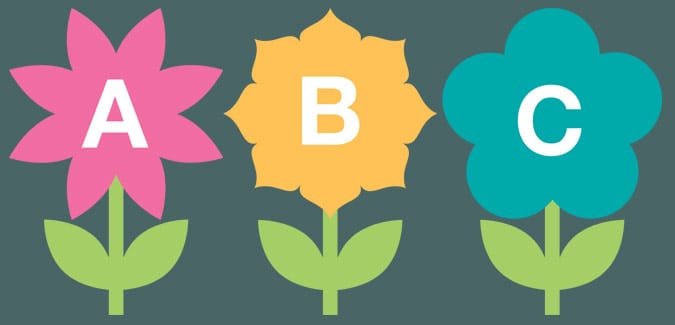 Colourful flowers with the alphabet on them