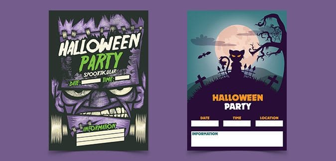 Two Halloween party posters to print