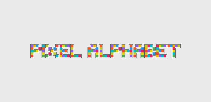 Printable alphabet in a pixelated style