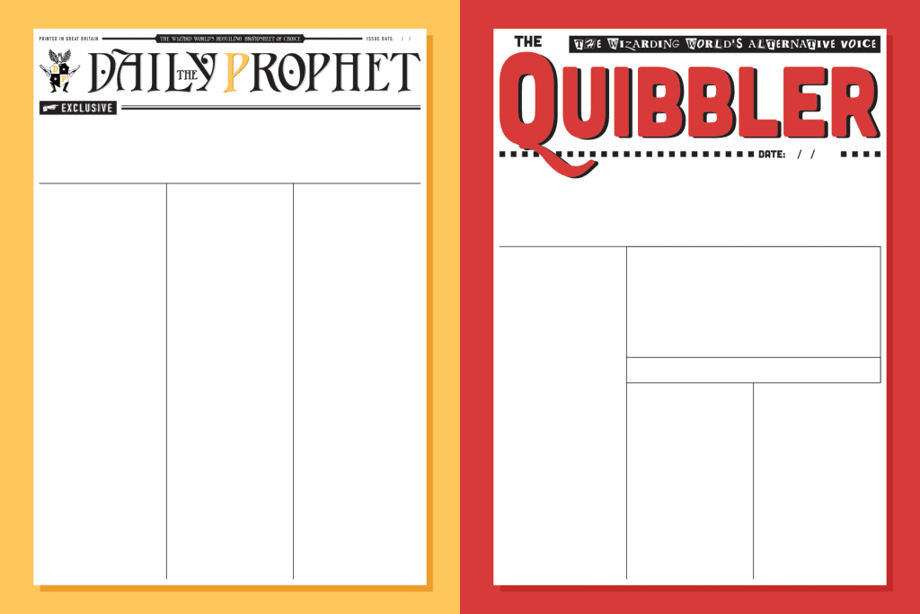 harry potter printable newspaper templates free daily prophet quibbler