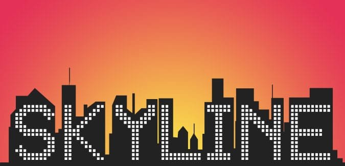 An alphabet that can be used to create a city skyline