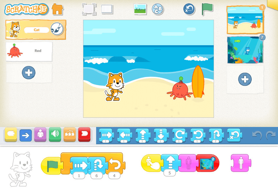 A screenshot from the app Scratch Jr
