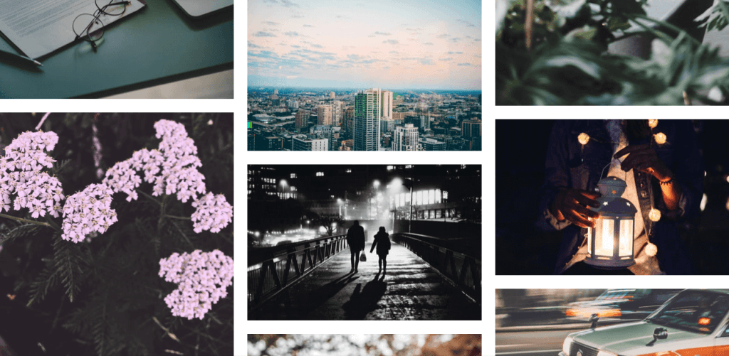 A selection of photographs from the UnSplash stock photography website