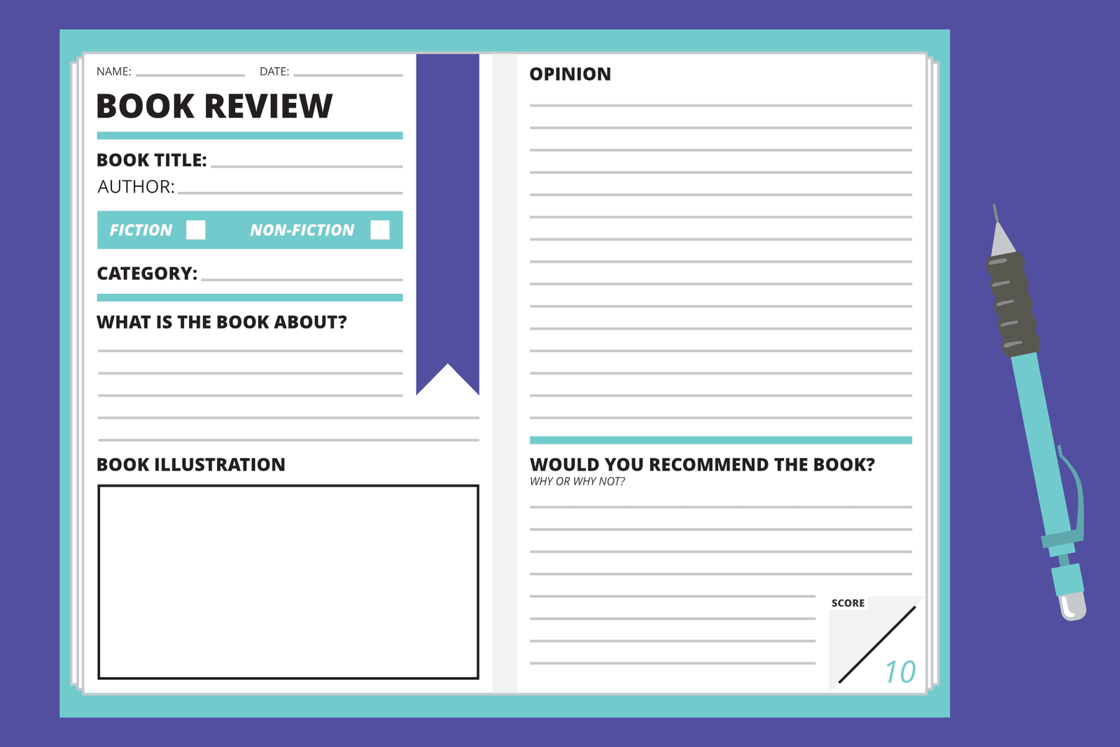 A book review template for writing lessons