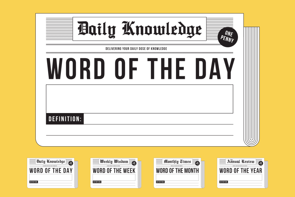 A customisable newspaper displaying the word of the day
