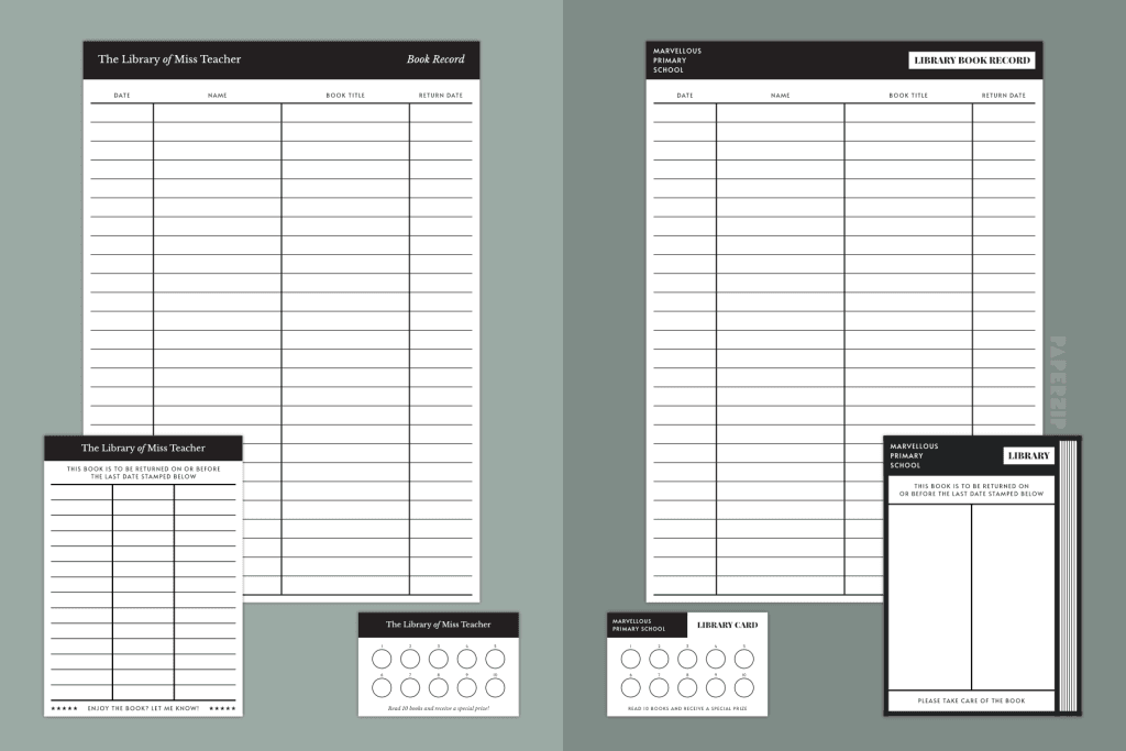 Two styles of documents and labels for creating your own classroom library