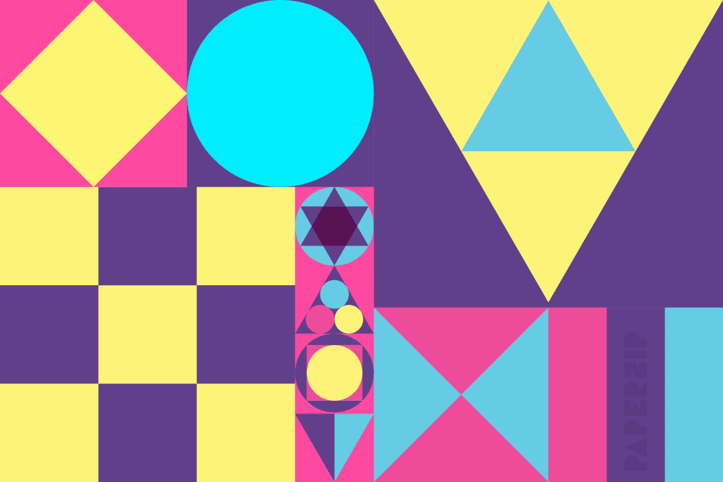 A selection of different 2D shapes in various colours