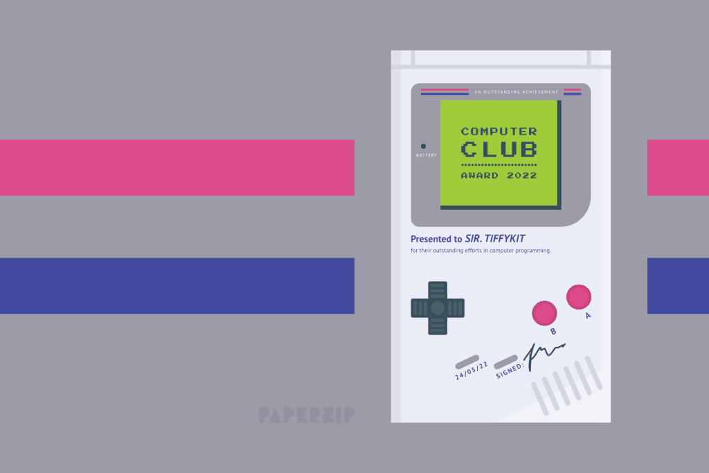 gameboy certificate for computer club schools