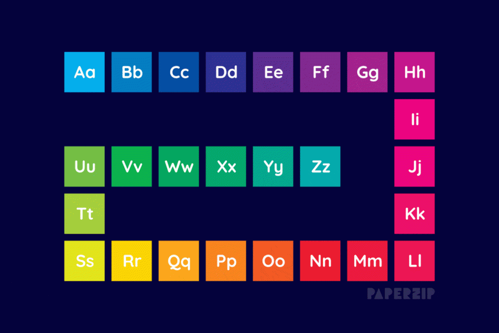 colourful gradient letters classroom display