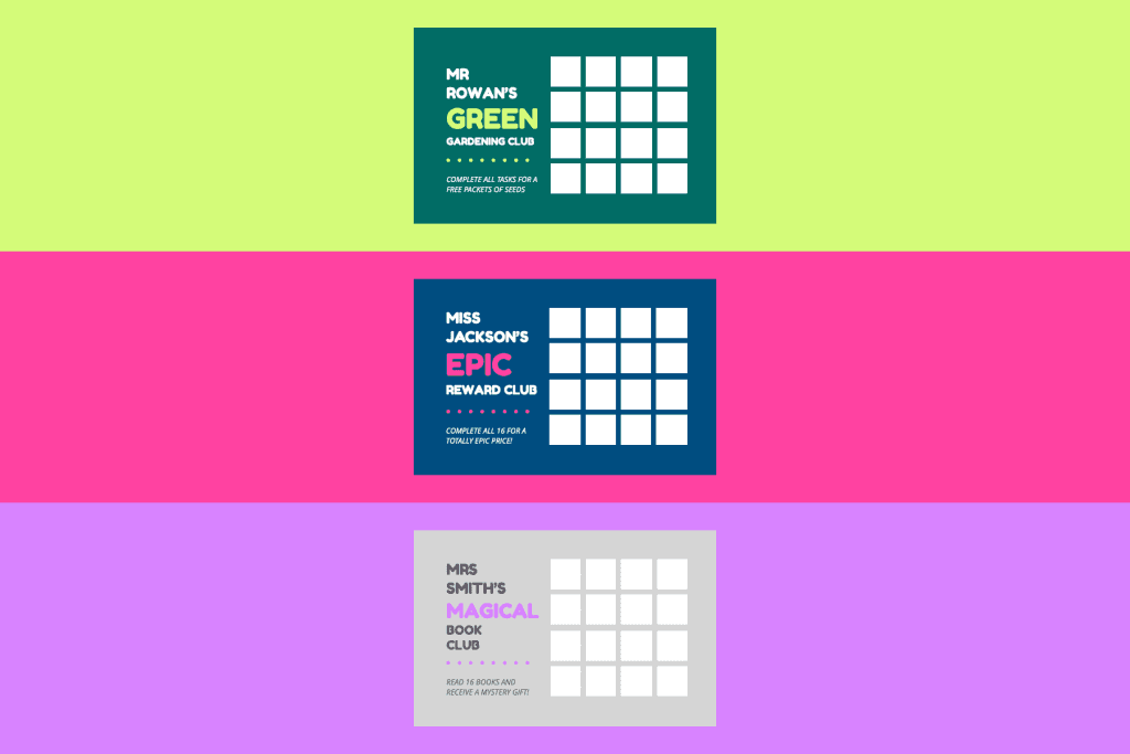 A set of three editable reward cards for the classroom.