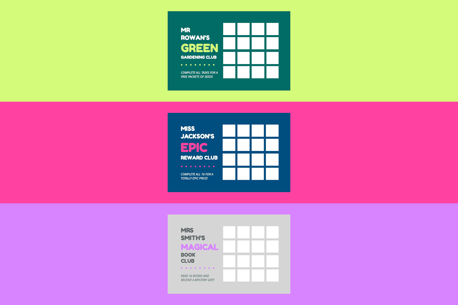 Simple Reward Cards