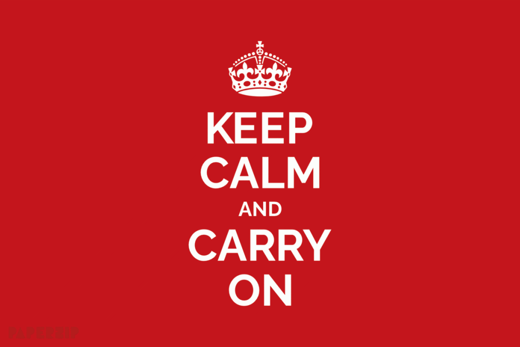 A gif cycling through various versions of the famous Keep Calm and Carry On poster from World War 2