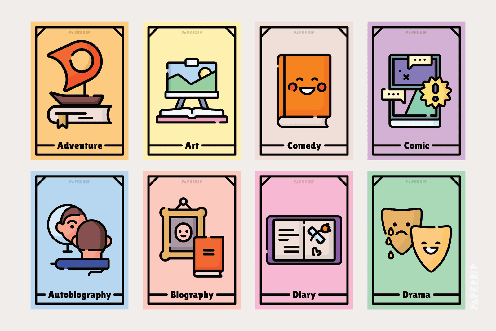 Flash Cards of Creative Writing Topics and Genres