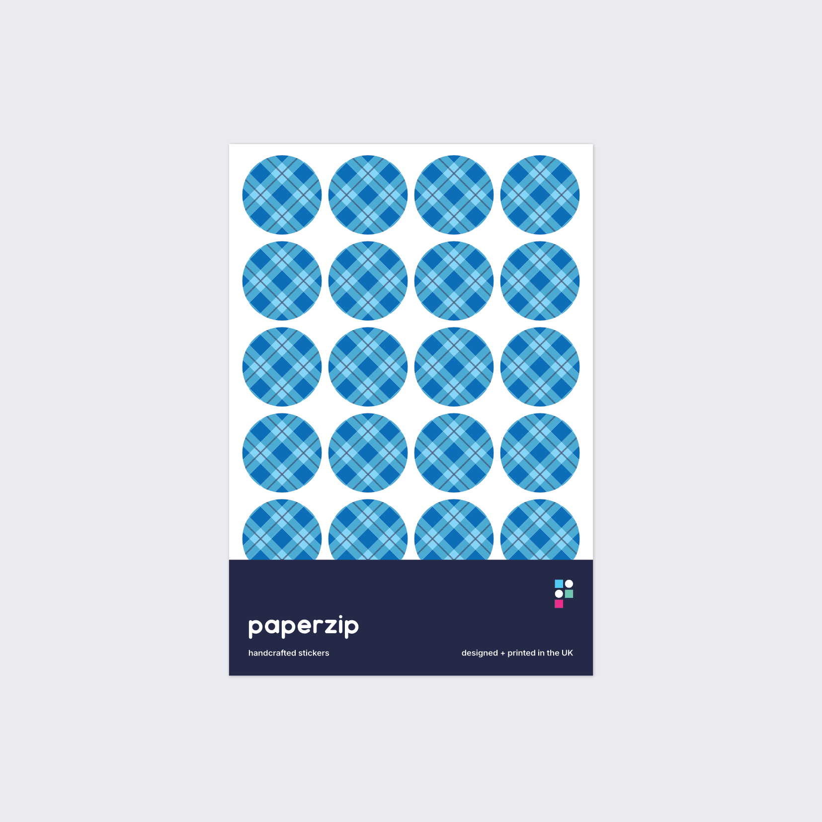 Light blue tartan stickers by Paperzip