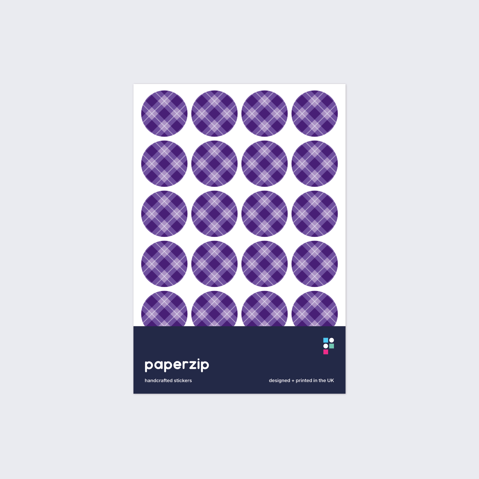 Purple tartan stickers by Paperzip