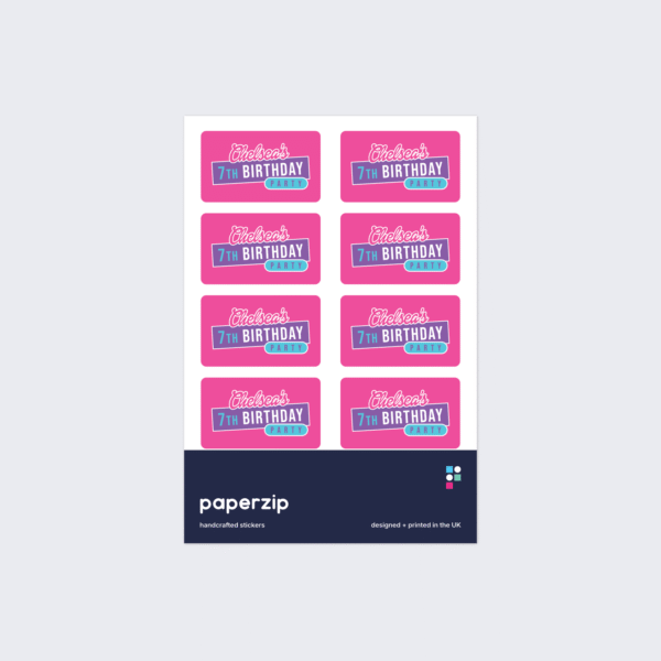 Personalised Pink Birthday Party Stickers