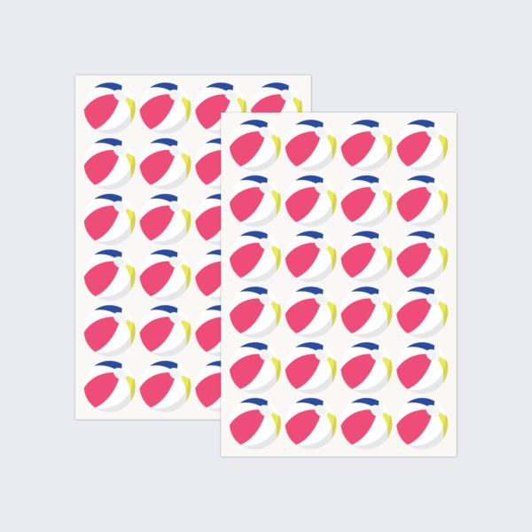 Two sheets of stickers in the style of beach balls.