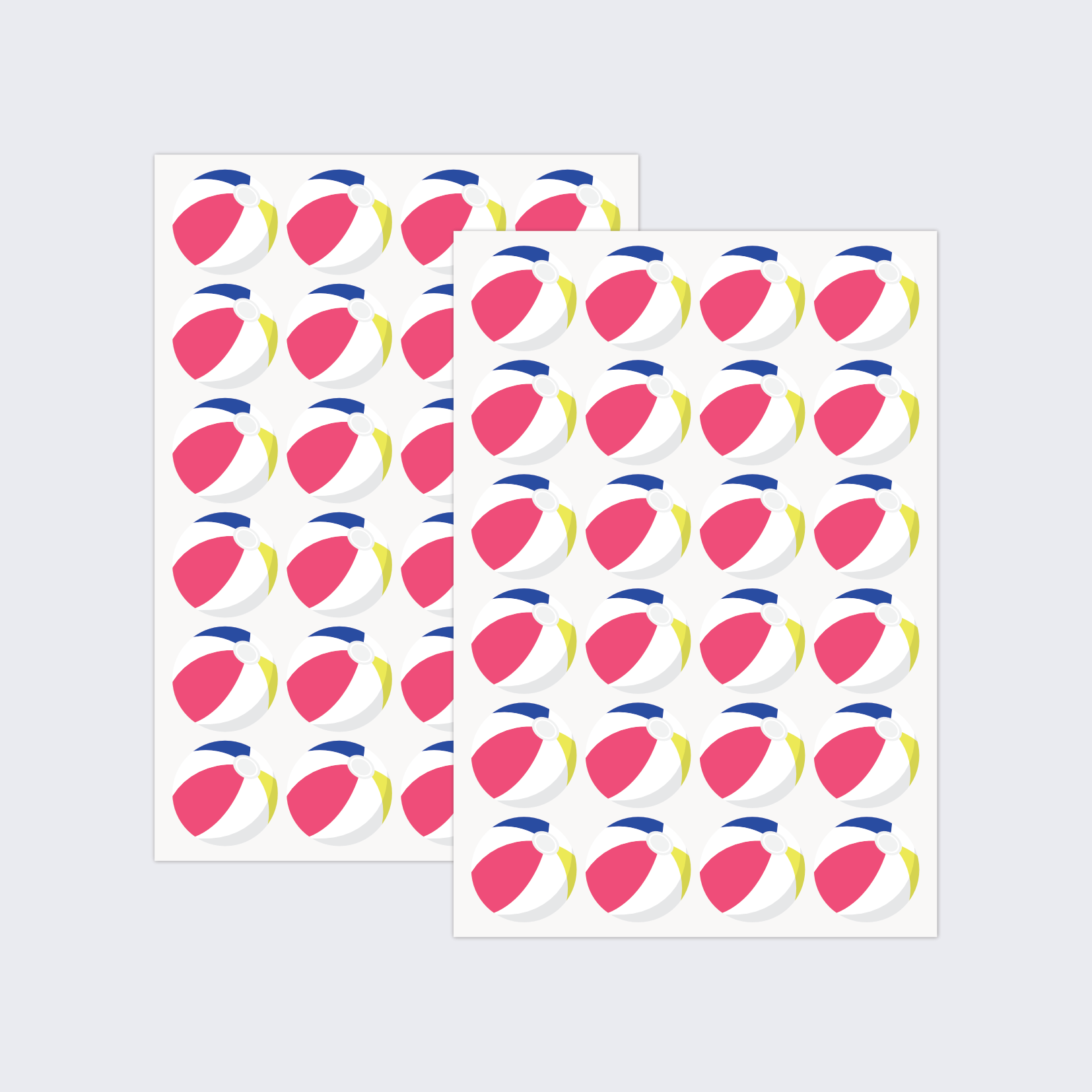 Two sheets of stickers in the style of beach balls.