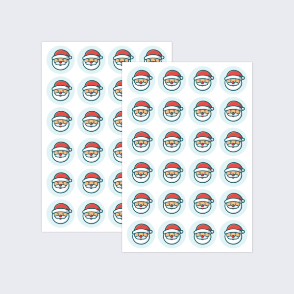 Two sticker sheets with a cute Santa Claus design.