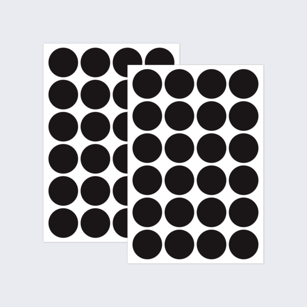 Two sheets of black dot stickers for colour coding documents and files.