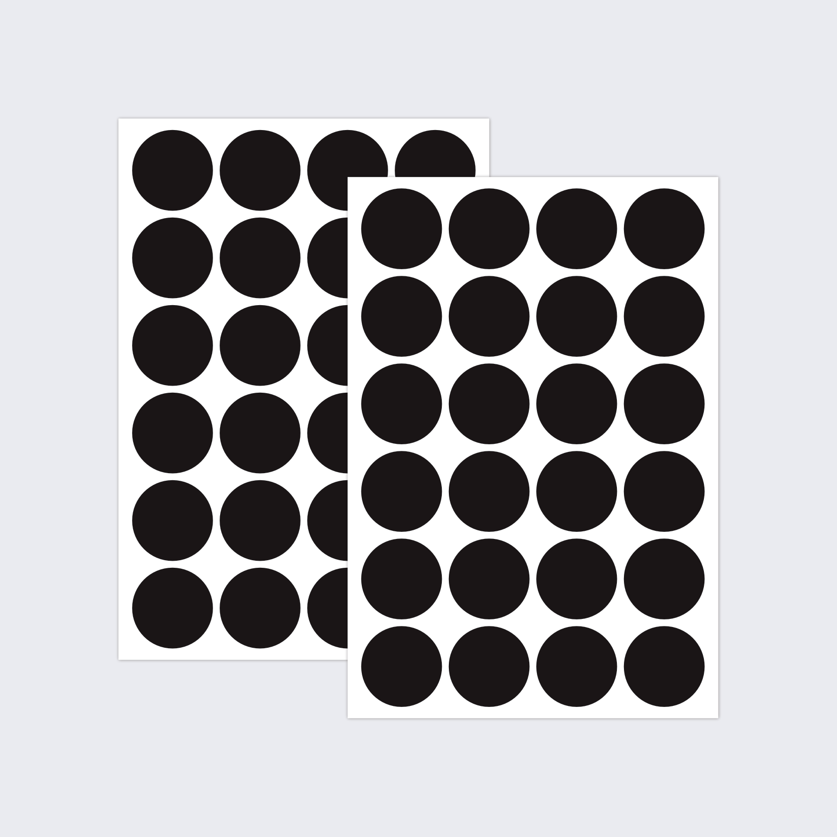 Two sheets of black dot stickers for colour coding documents and files.