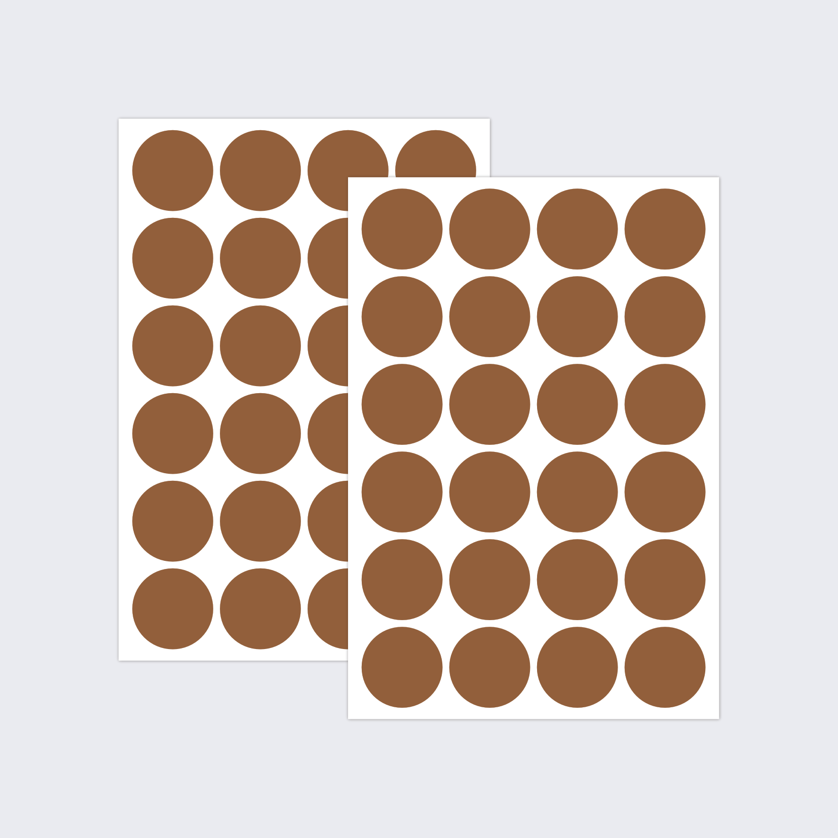 Two sheets of brown dot stickers for colour coding documents and files.