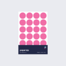 A pack of stickers featuring pink dots for colour coding documents and files.