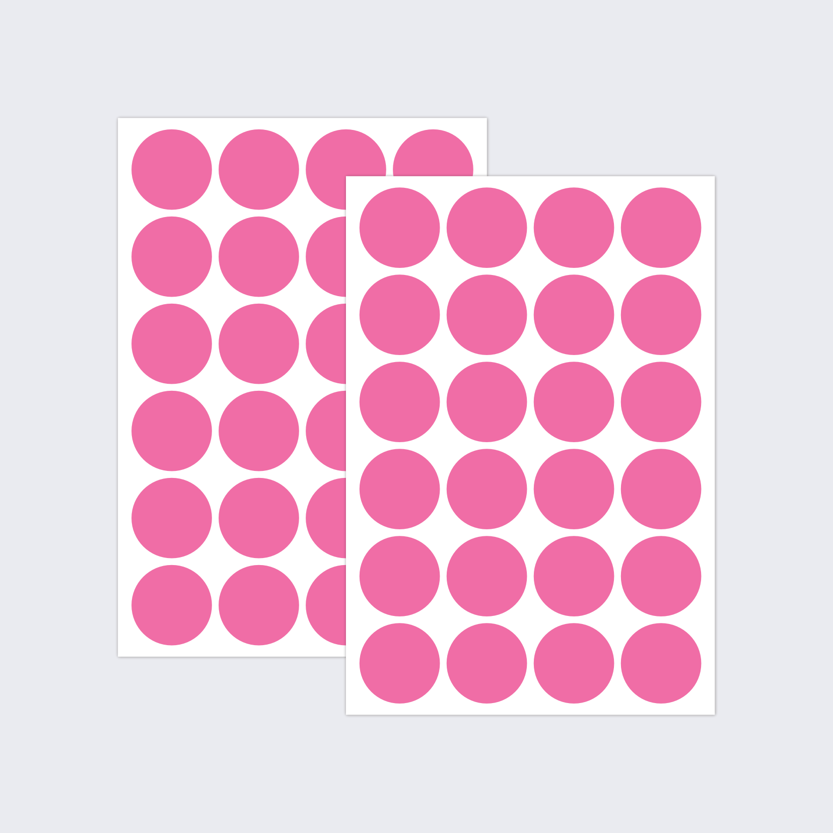 Two sheets of pink dot stickers for colour coding documents and files.