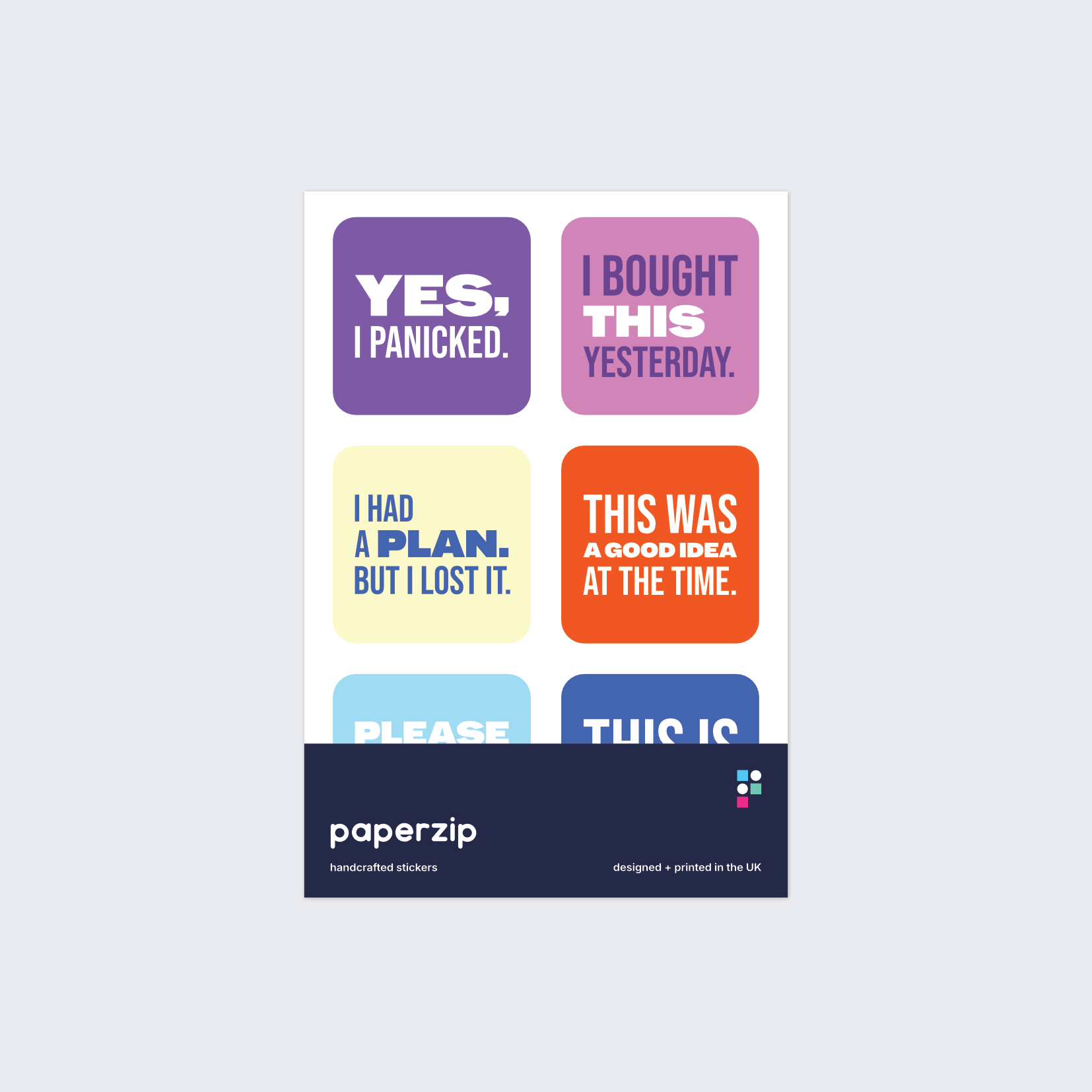 A pack of funny gift labels for sticking on presents.