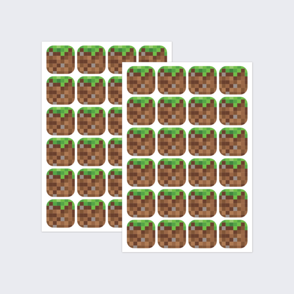 Two sheets of grass craft blocks stickers by Paperzip.