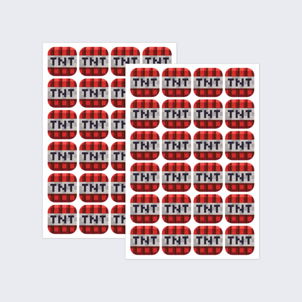 Two sheets of Craft Blocks TNT stickers by Paperzip.