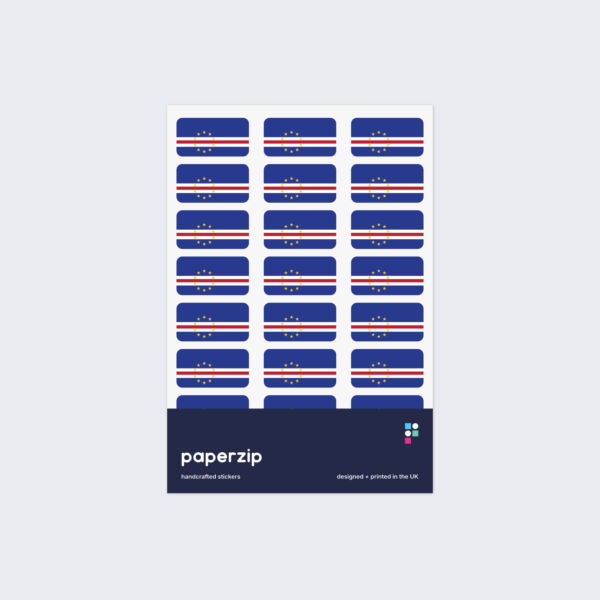 A pack of stickers displaying the national flag of Cape Verde.