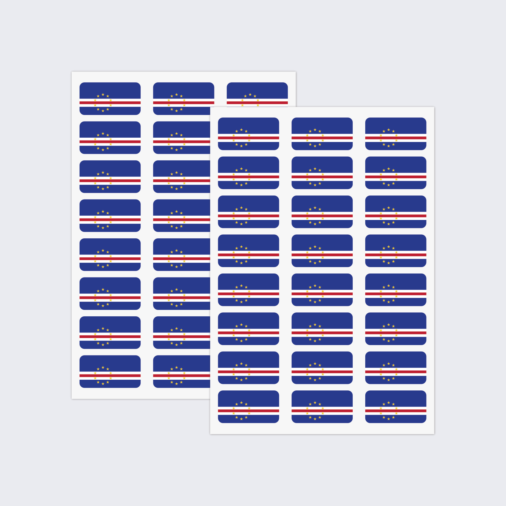 Two sheets of stickers displaying the national flag of Cape Verde.