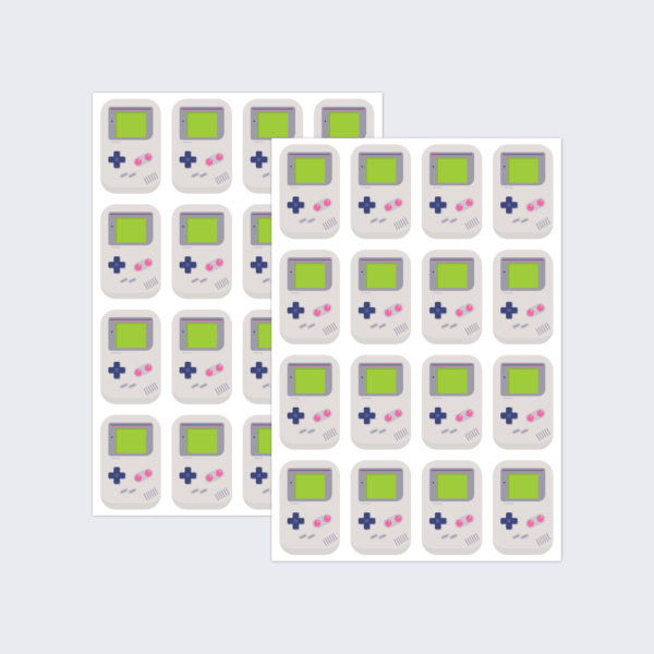 Two sheets of Game Boy stickers