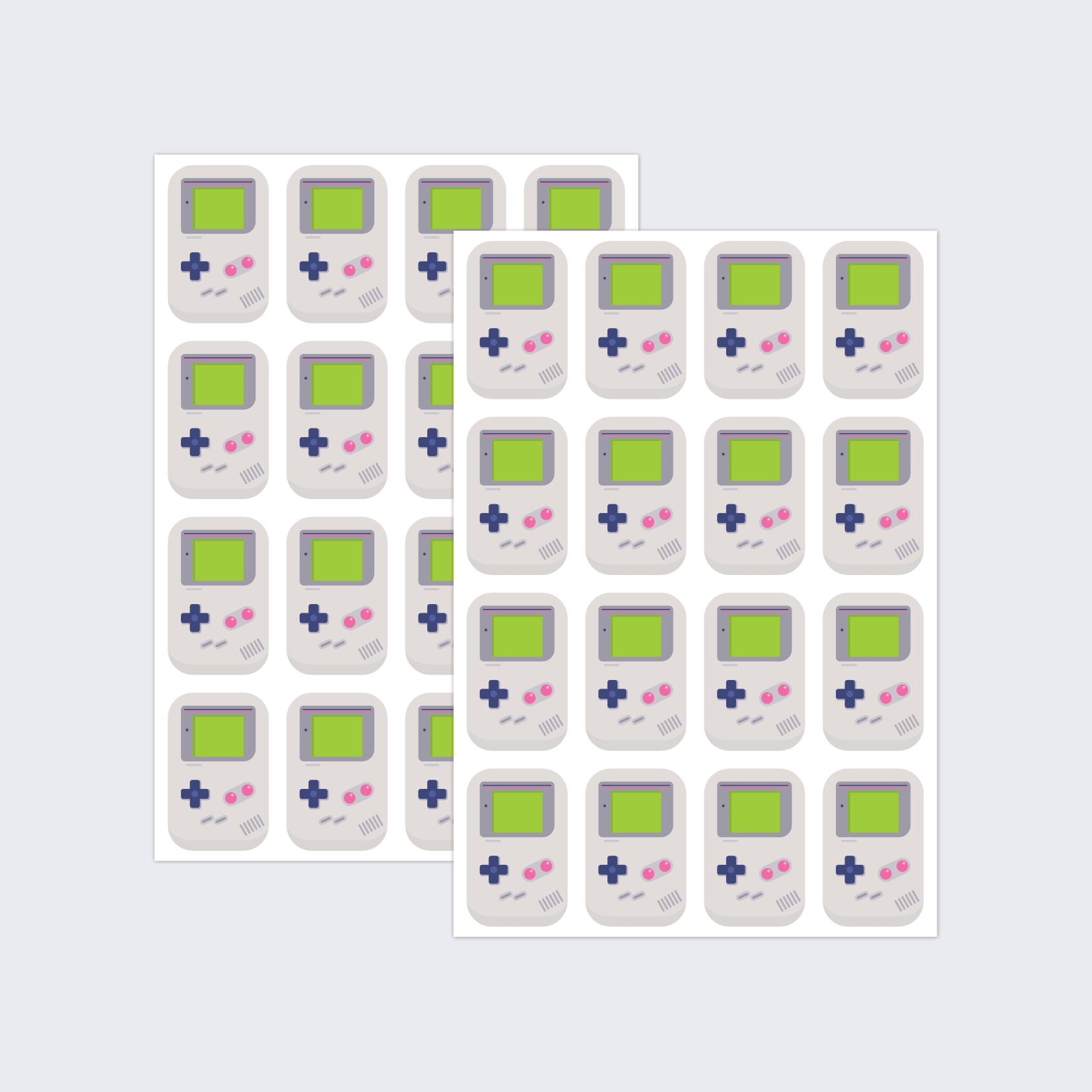Two sheets of Game Boy stickers
