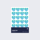 A pack of heart-shaped stickers in the style of Earth.