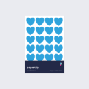 A pack of blue heart stickers by Paperzip.
