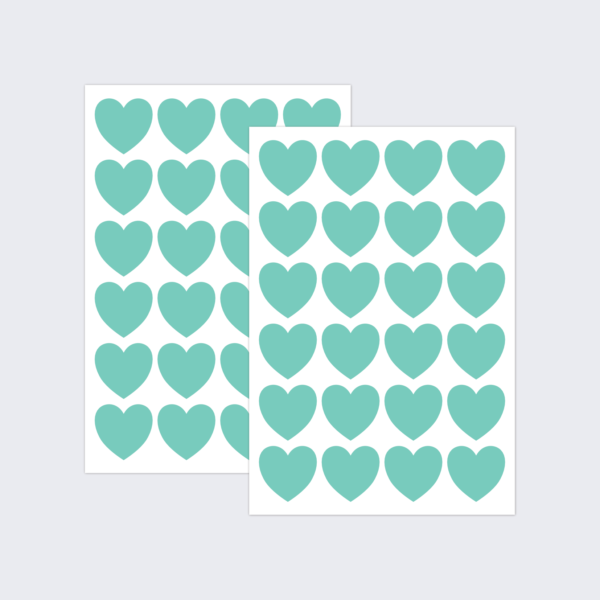 Two sheets of green heart stickers