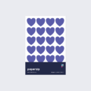 A pack of purple heart-shaped stickers by Paperzip.