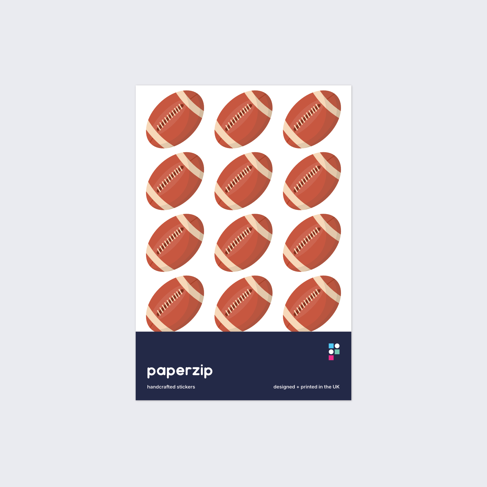 A pack of American football stickers by Paperzip