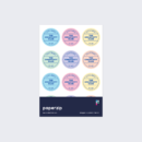 A pack of personalised custom club stickers, in various pastel colours, by Paperzip.